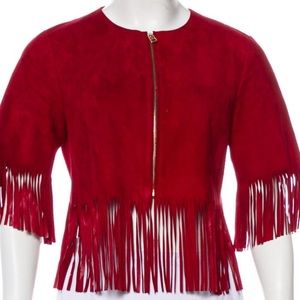 Sandro crop fringed suede jacket blazer